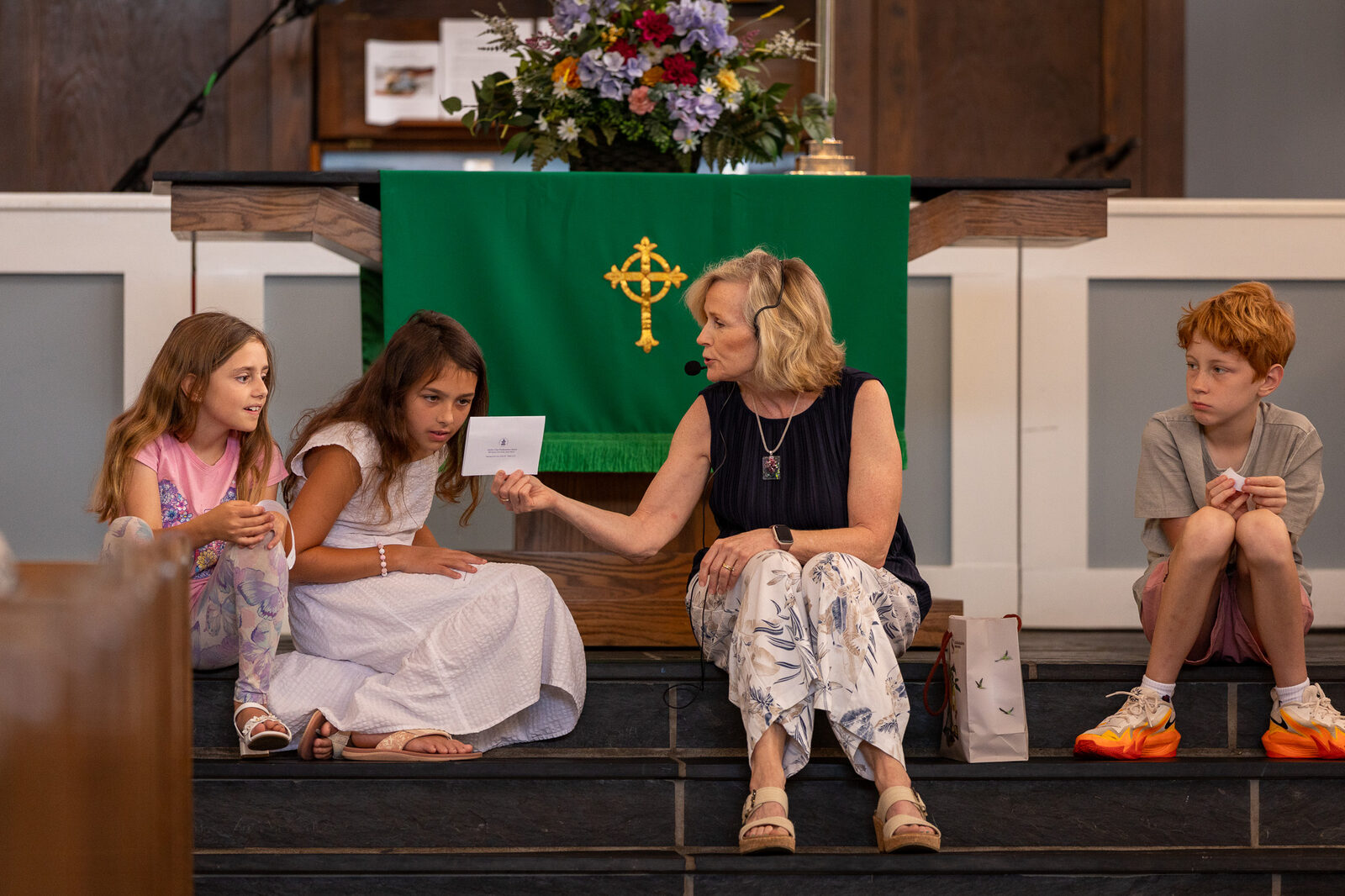 The children's message during worship