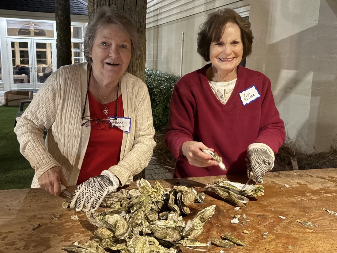 Shucking oysters
