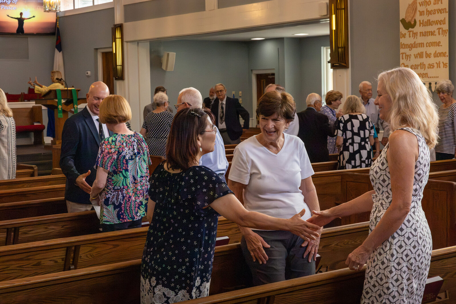 Conversation after worship