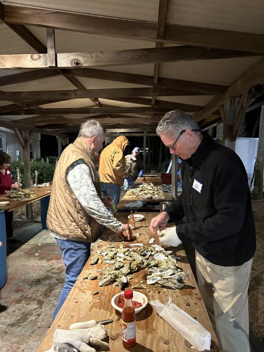 Shucking oysters at the oyster roast