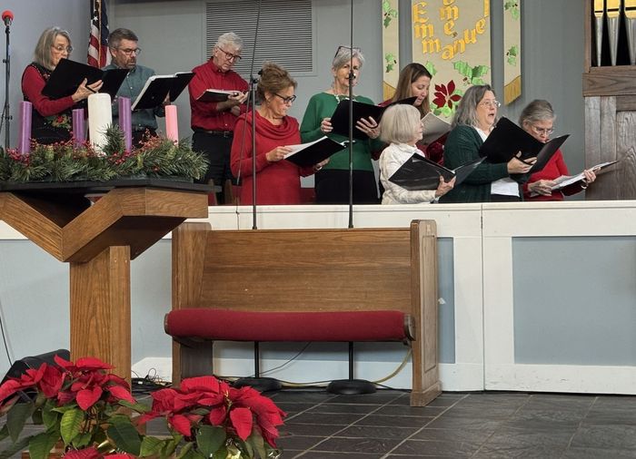 The chancel choir singing at Christmas