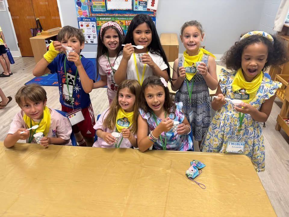Campers showing their craft projects